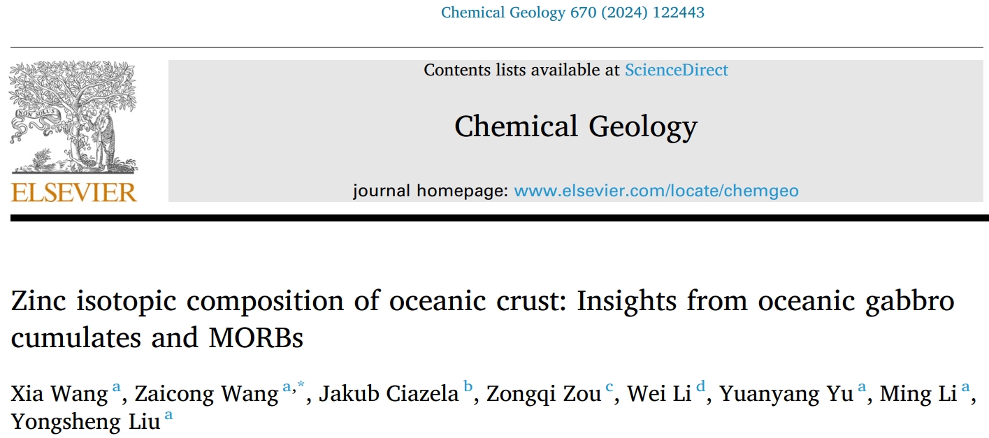 王霞、汪在聪【2024 CG】洋壳锌同位素组成：来自大洋辉长岩和洋中脊玄武岩的研究