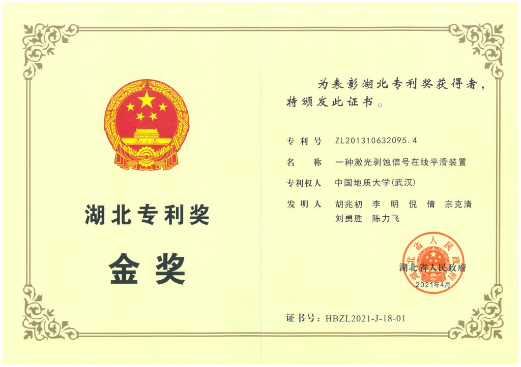 胡兆初等团队骨干成员获湖北省首届专利奖金奖（2021）
